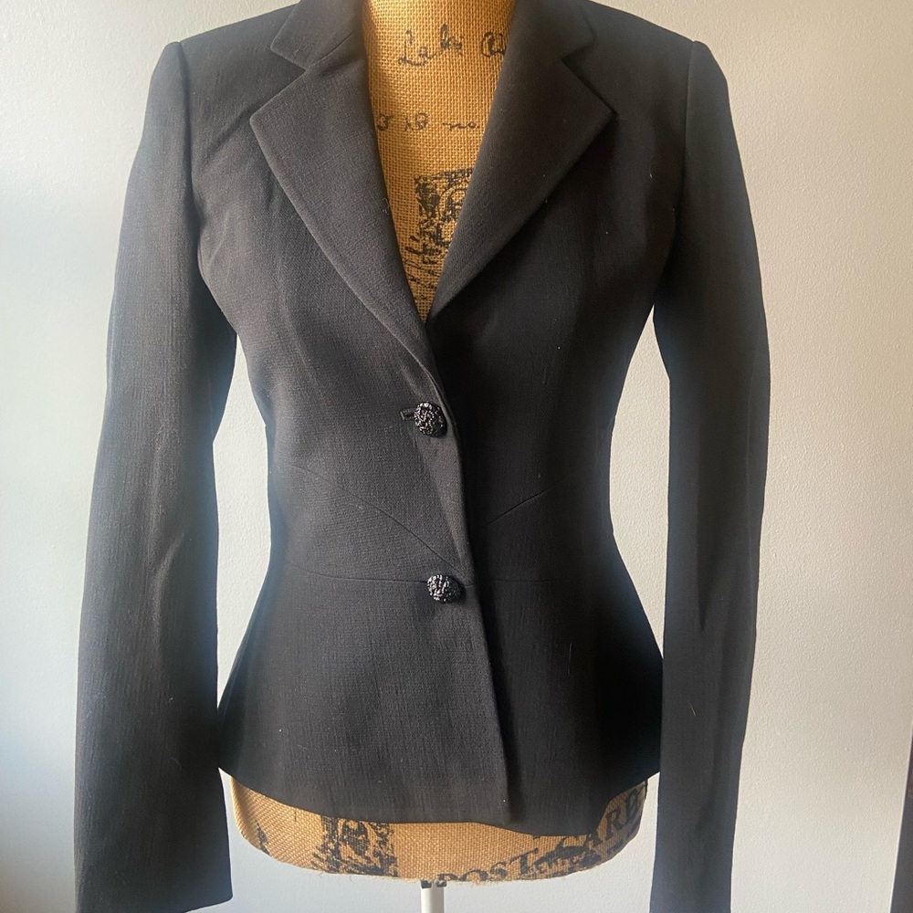 Agnona Sz M Elegant Black Italian Wool Women's Blazer